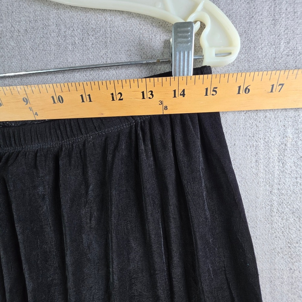 Slinky Brand Wide Leg Pants Women P1X Black Ribbed Elastic Waist Made in USA - Picture 5 of 16